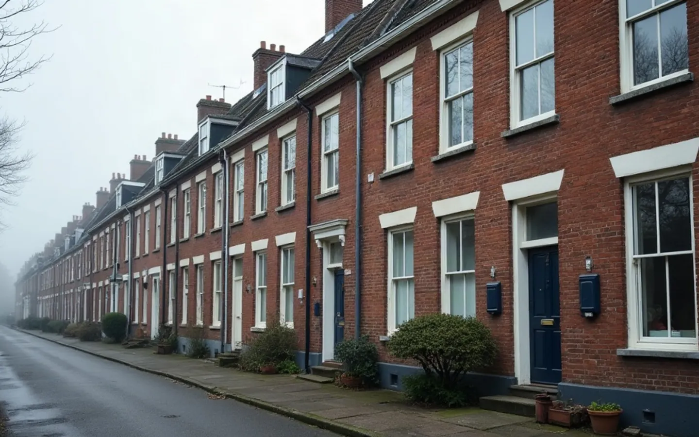 Straatbeeld met een rij verhuurde woonpanden in een Nederlandse stad